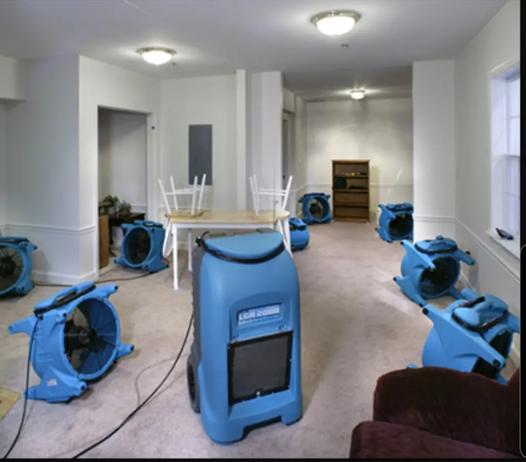 Air movers and dehumidifier setup for Water Extraction & Removal in Sheboygan Falls